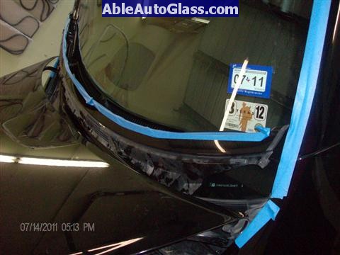 Acura RL 2005-2008 Windshield Replaced - view of decorative cover removed