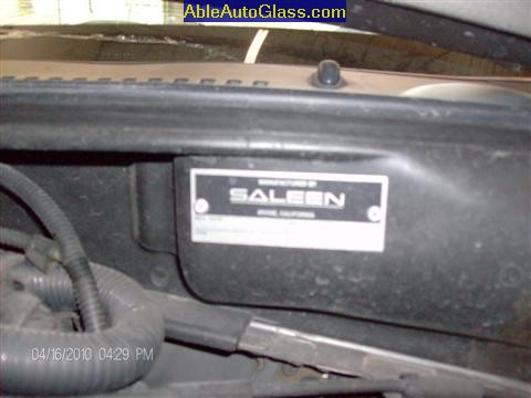 Ford Saleen Mustang Convertible 2002 Windshield Replacement - Confirm Saleen from Under Hood