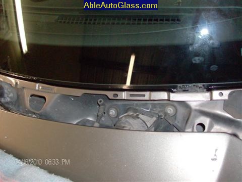 Ford Saleen Mustang Convertible 2002 Windshield Replacement - View at Bottom of Glass Installed