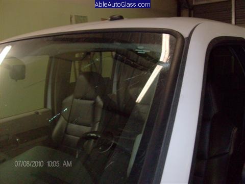 Ford Super Duty Truck 2008-2011 Front Windshield Replacement - Crack in Drivers Field of Vision