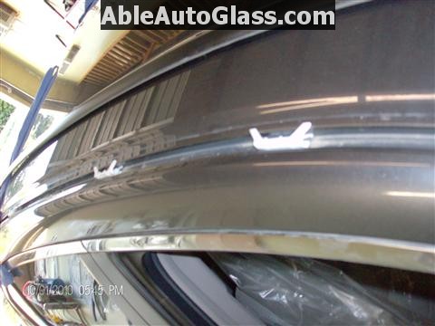 Honda Accord 2010 Front Windshield Replacement - View of White Clips Along Roof